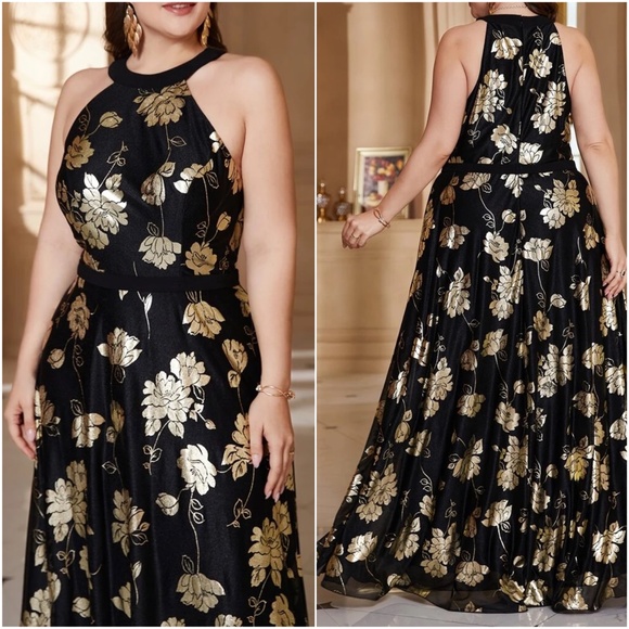 Luxe floral party holidays formal evening wedding gown dress - Picture 2 of 2